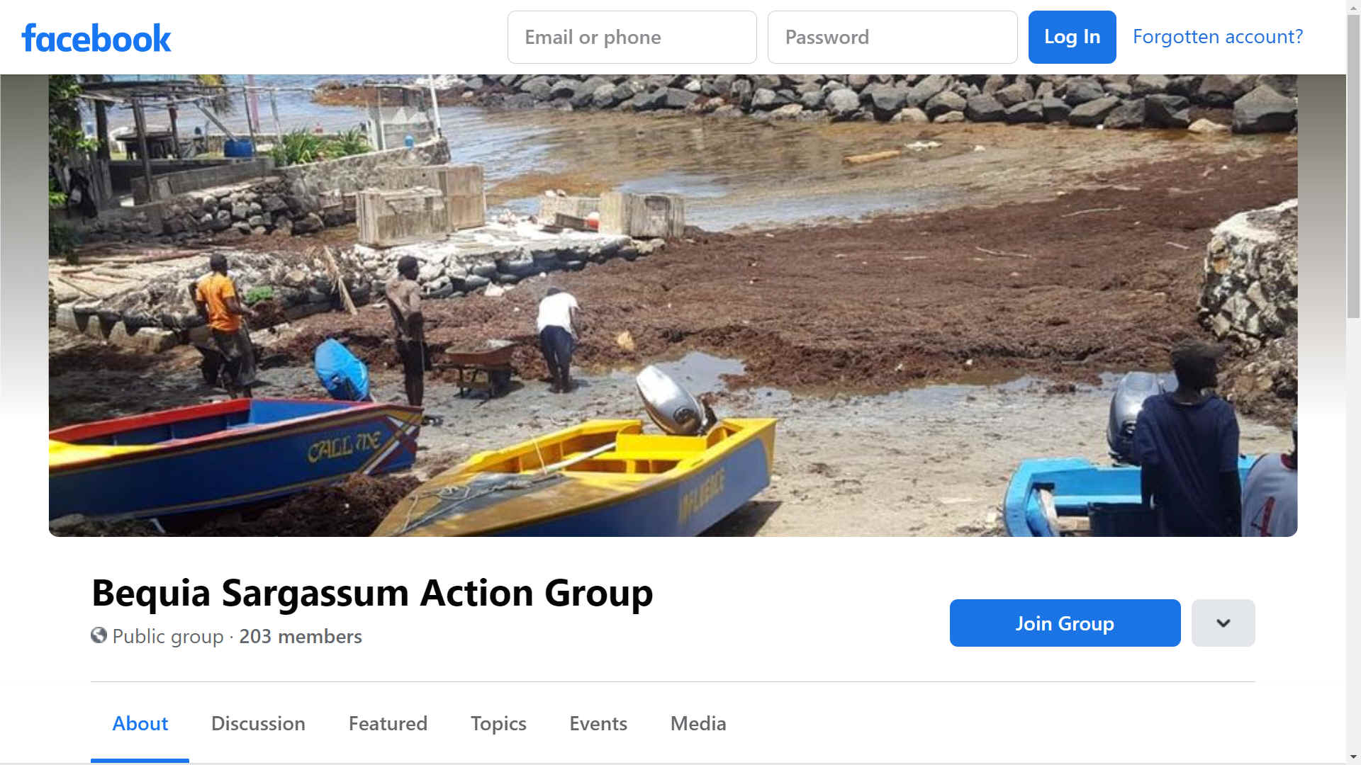 Facebook, Bequia Sargassum Action Group
