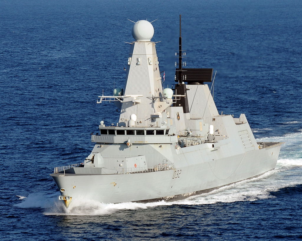 The British navy's HMS Daring, semi stealth ship superstructure, traditional hull
